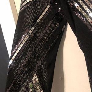 Express Black Silver Sequin Dress